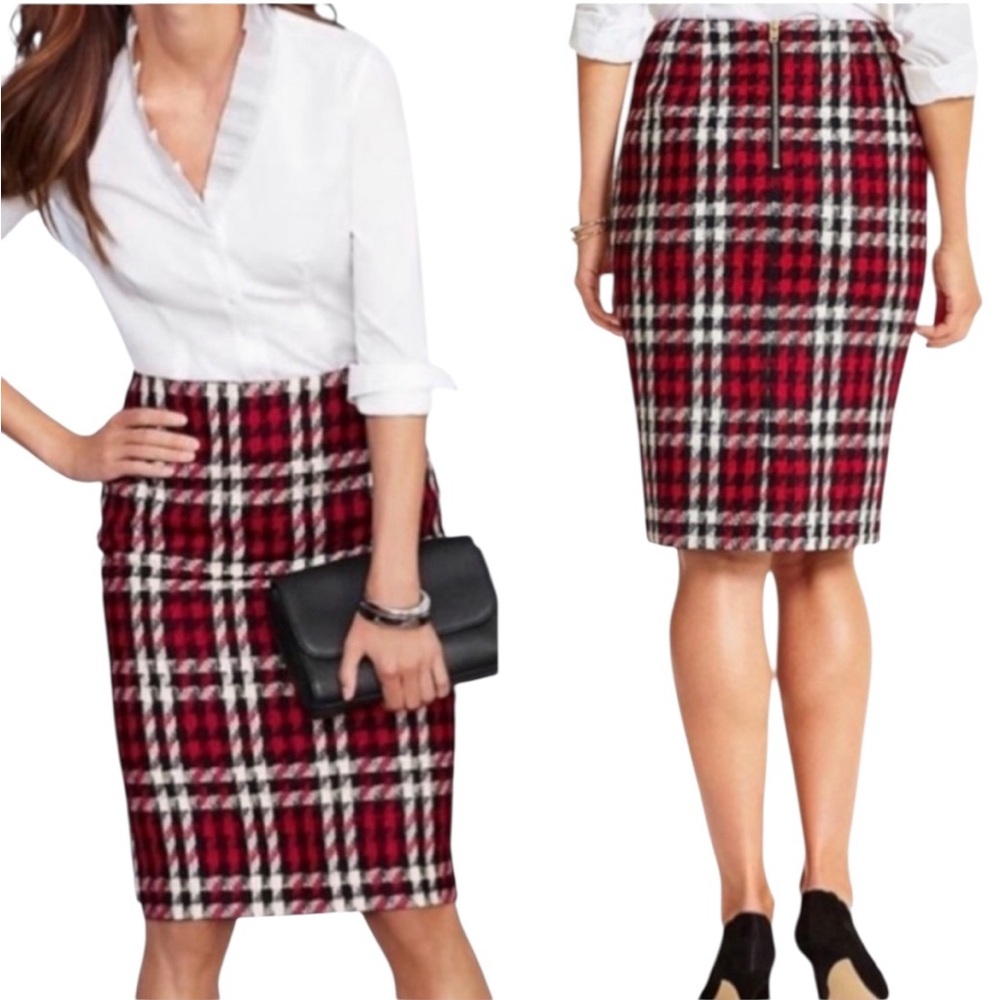 Talbots Plaid Pencil Mini Skirt